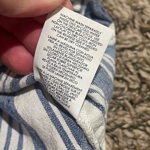 Cabi 5343 Wing Top linen blue white stripe blouse - Picture 6 of 7